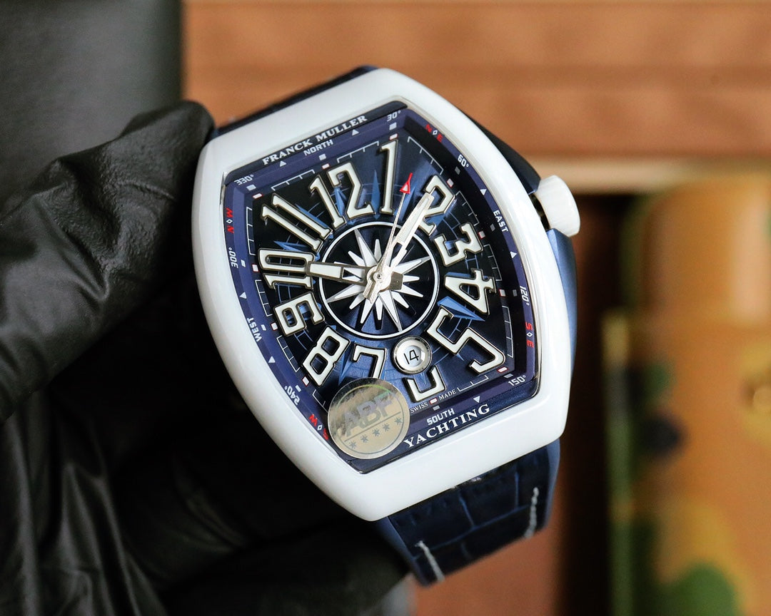 Blue White - Blue Leather - Automatic - 44*54mm