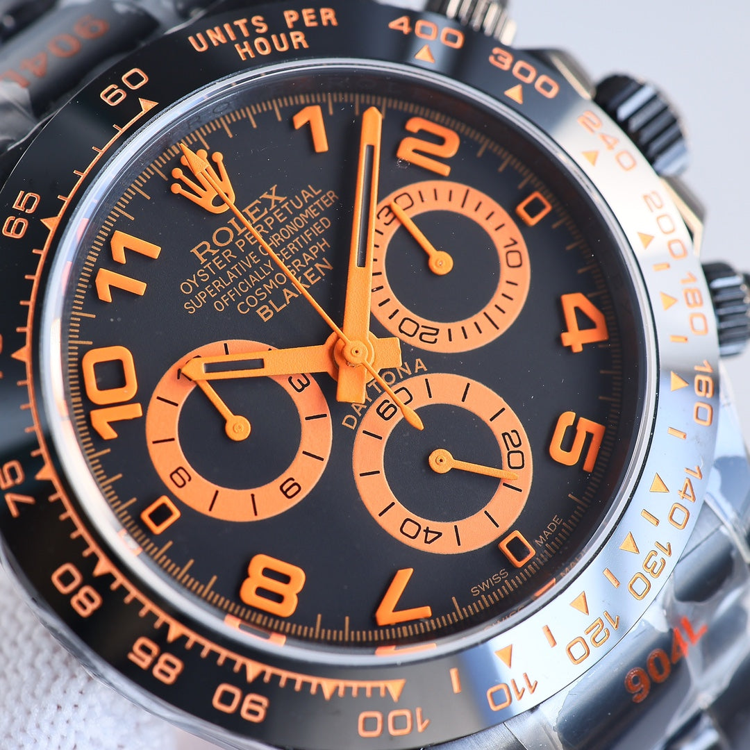 Chronograph -Black Orange - Black 904L Steel- Automatic - 40mm