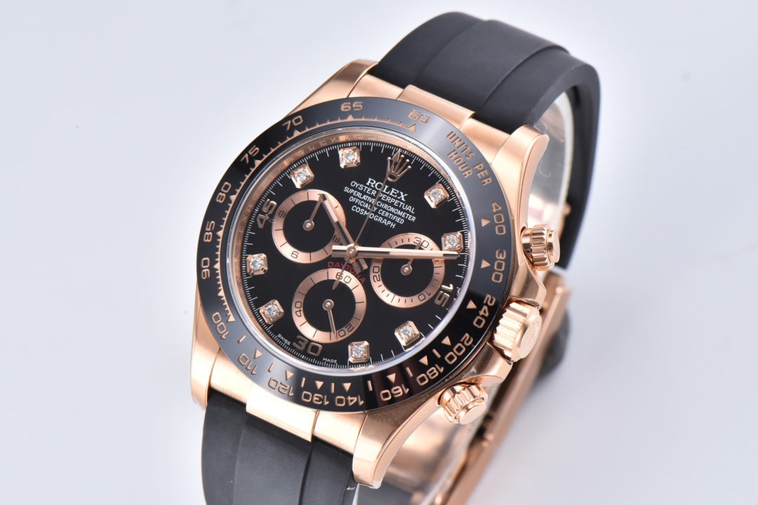 Chronograph -C-Factory -Black Rosegold- Black Rubber- Automatic - 40mm