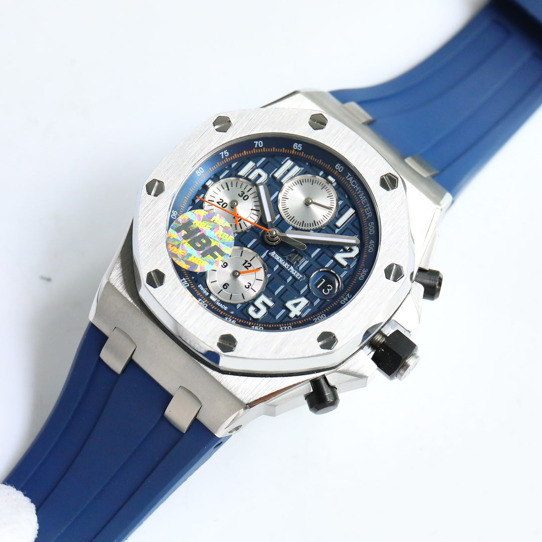 Blue White - Blue Rubber - 42mm