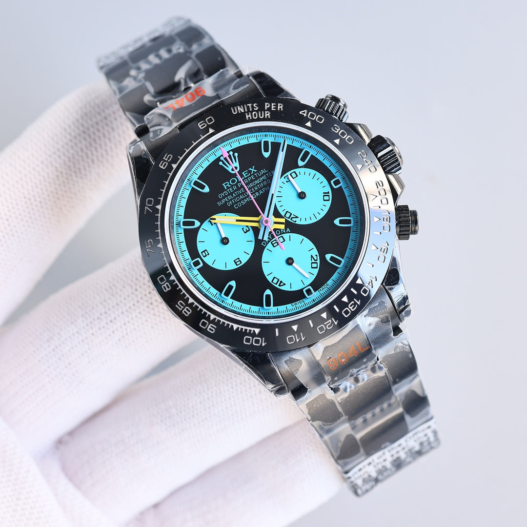 Chronograph -Black Blue - Black 904L Steel- Automatic - 40mm