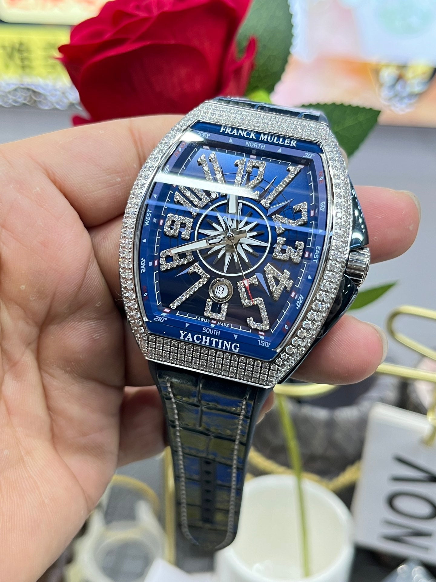 Rhinestone Blue - Blue Rubber - Automatic - 44*54mm