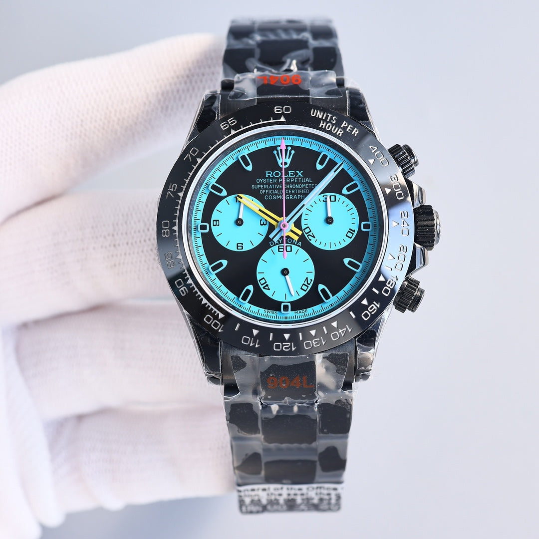 Chronograph -Black Blue - Black 904L Steel- Automatic - 40mm