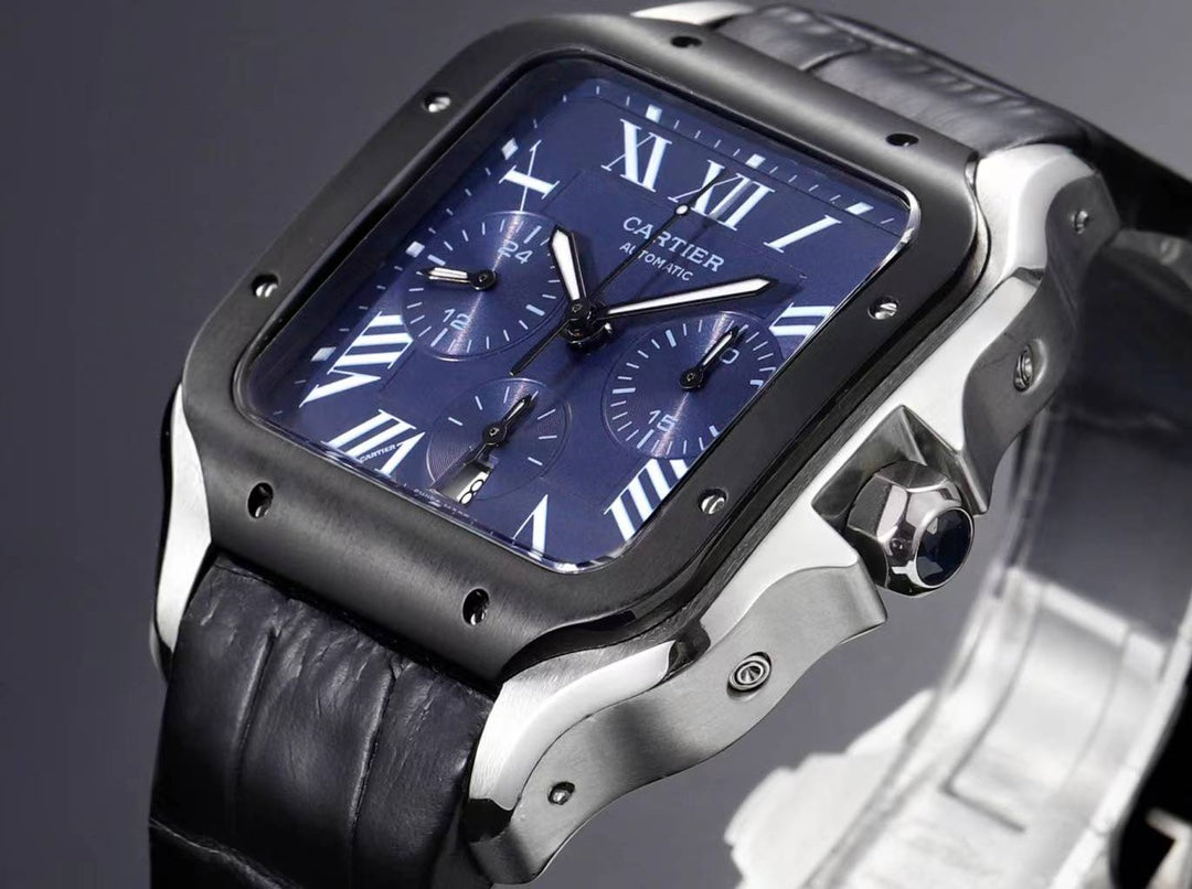 Chronograph - Blue 316L Steel - Black Leather - Automatic - 42mm