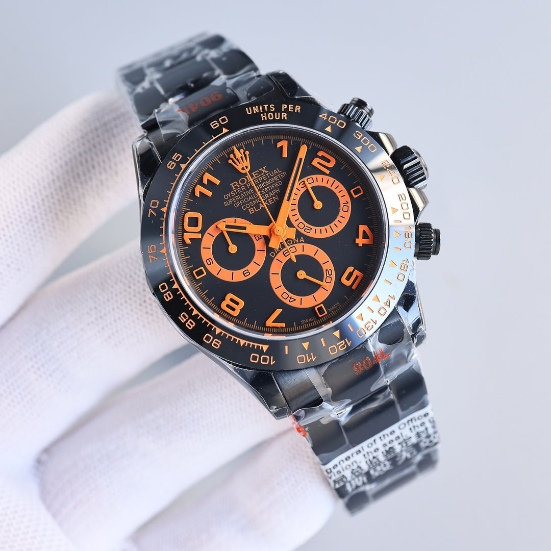 Chronograph -Black Orange - Black 904L Steel- Automatic - 40mm