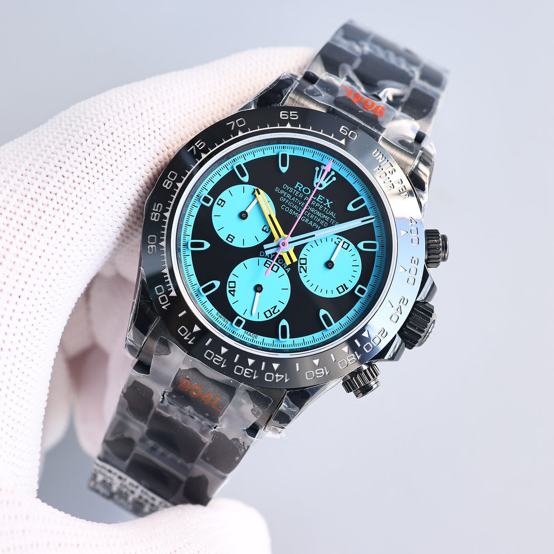 Chronograph -Black Blue - Black 904L Steel- Automatic - 40mm