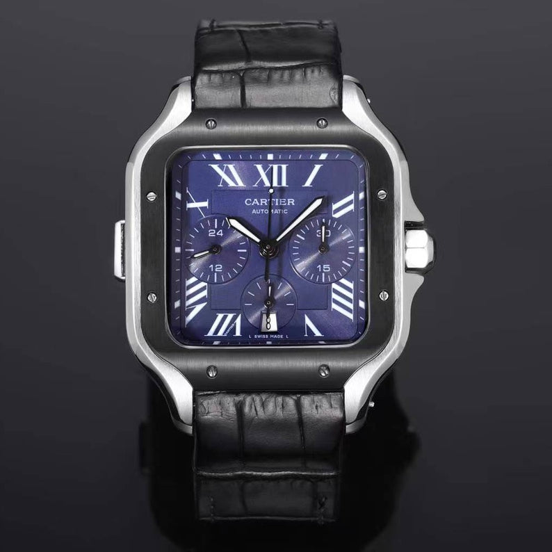 Chronograph - Blue 316L Steel - Black Leather - Automatic - 42mm