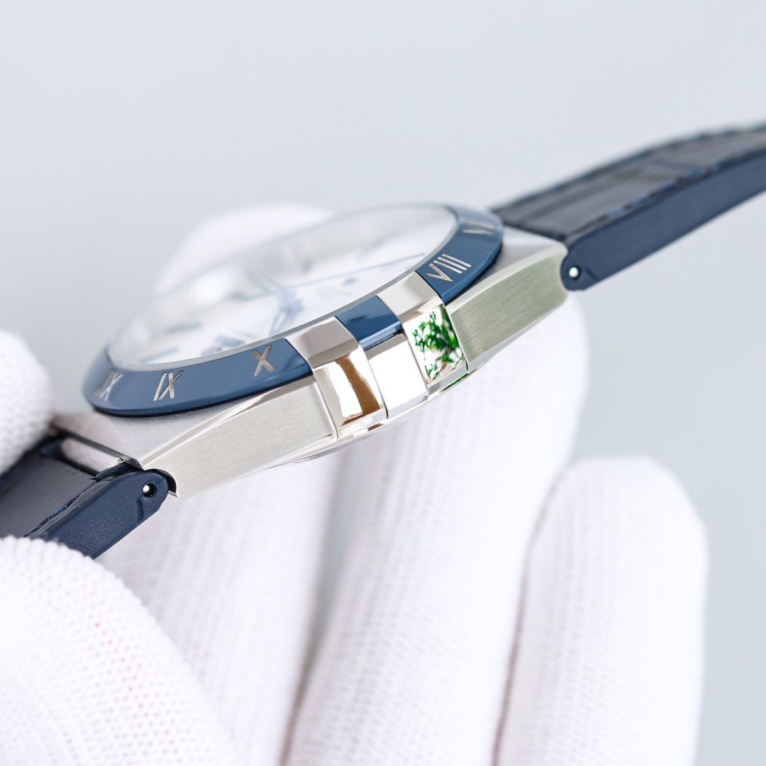 White Blue - Blue Leather - 41mm