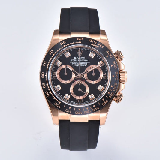 Chronograph -C-Factory -Black Rosegold- Black Rubber- Automatic - 40mm