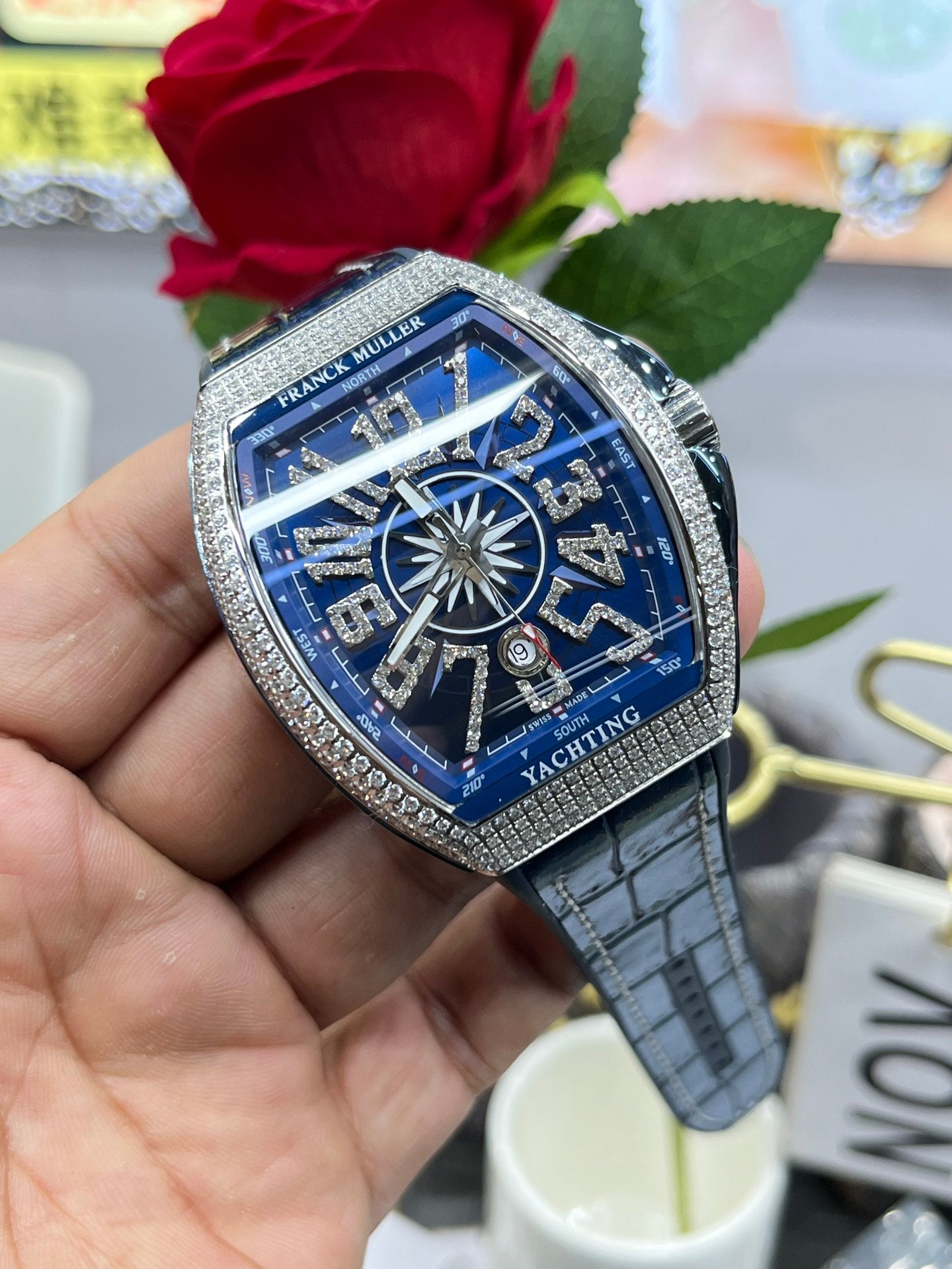 Rhinestone Blue - Blue Rubber - Automatic - 44*54mm