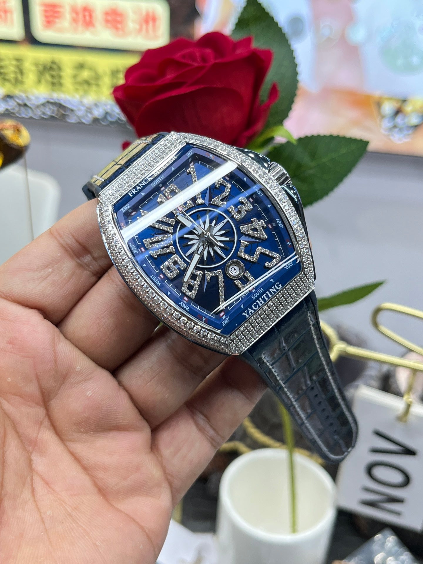 Rhinestone Blue - Blue Rubber - Automatic - 44*54mm