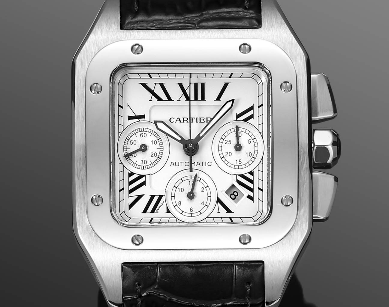 Chronograph - White 316L Steel - Black Leather - Automatic - 42mm