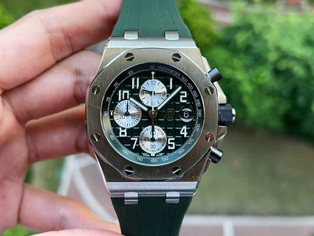 Green Silver - Green Rubber - Quartz - 42mm