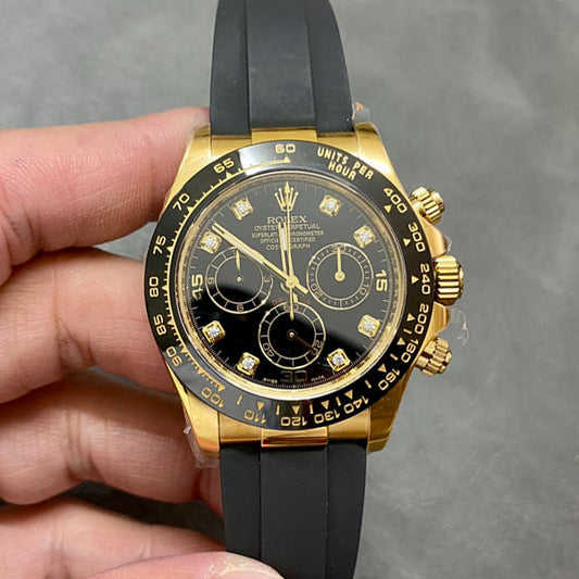 Chronograph -C-Factory -Black Yellow - Black Rubber- Automatic - 40mm