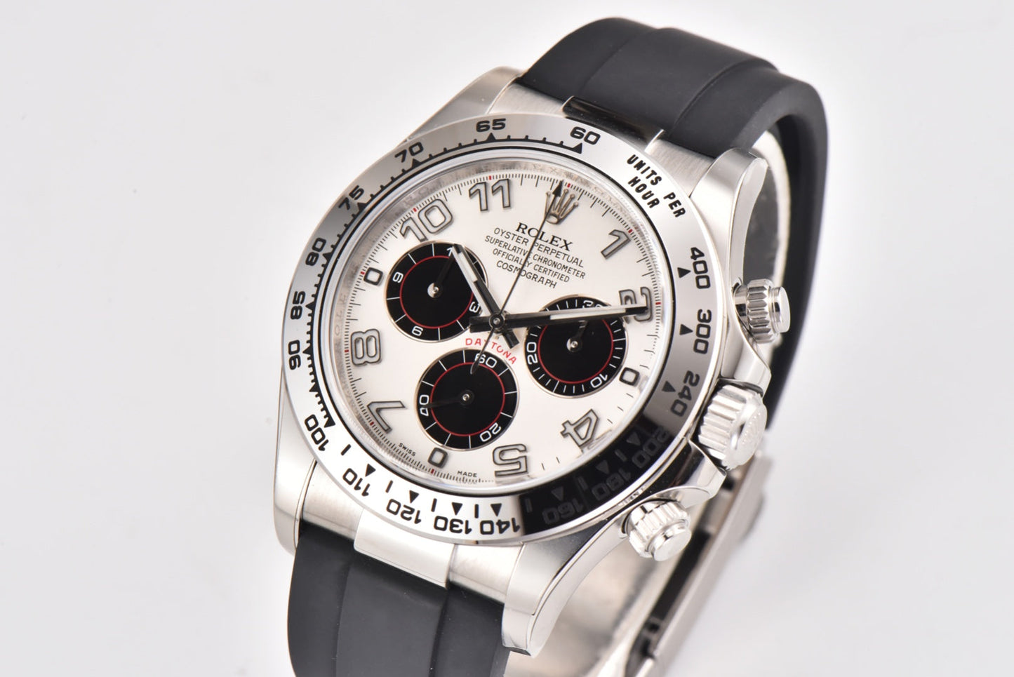 Chronograph -C-Factory -Black White- Black Rubber- Automatic - 40mm