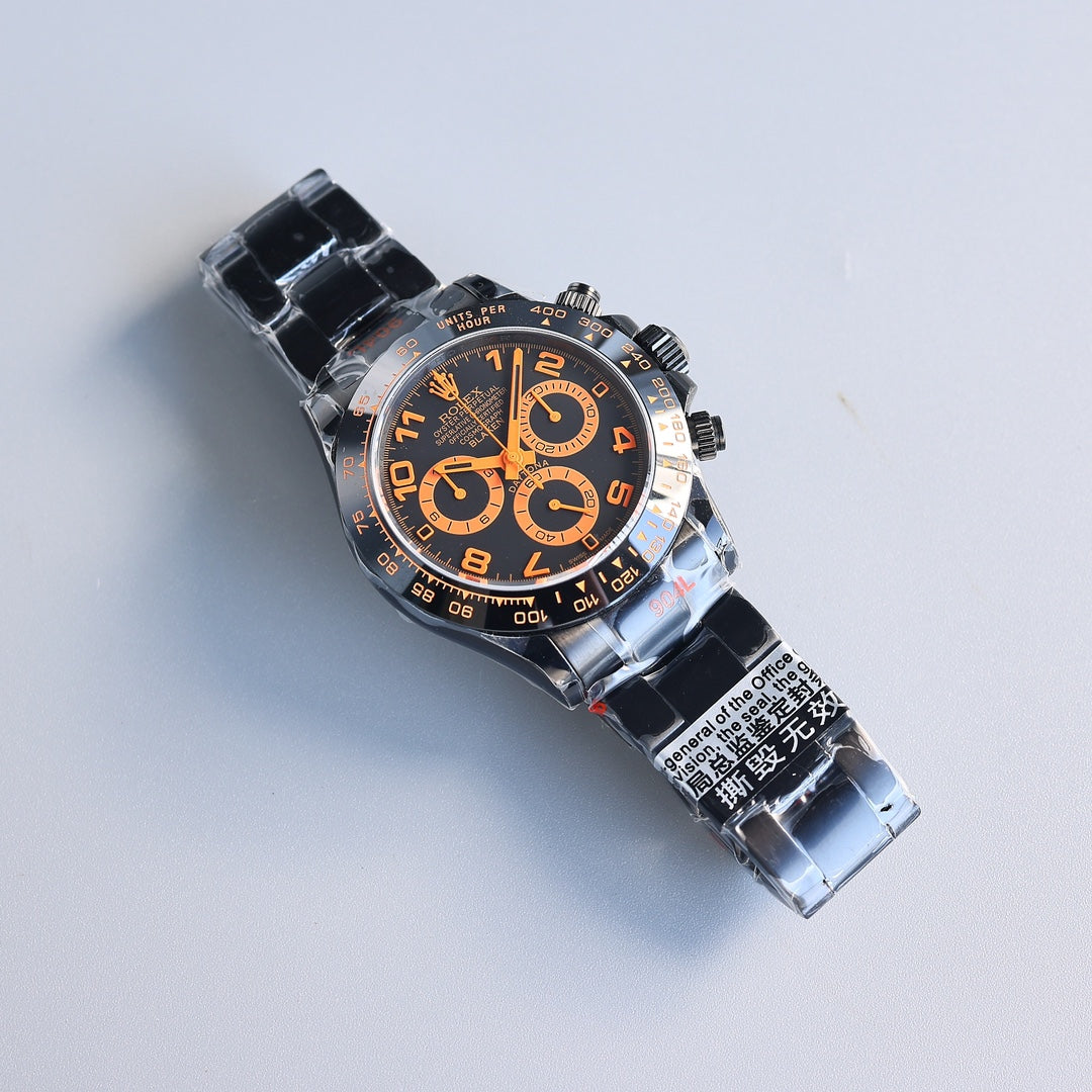 Chronograph -Black Orange - Black 904L Steel- Automatic - 40mm