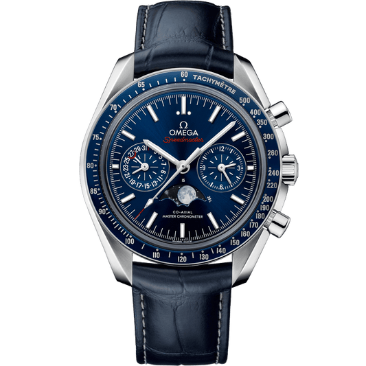 Blue White 904L Steel - Blue Leather - Chronograph - Quartz - 44mm