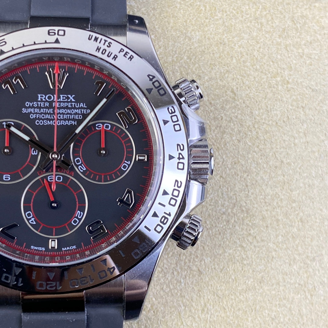 Chronograph -C-Factory -Black Red - Black Rubber- Automatic - 40mm