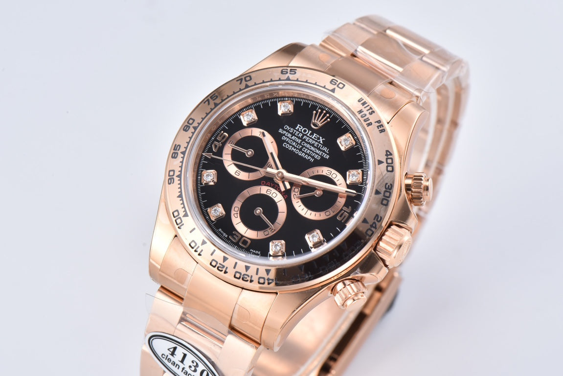 Chronograph -C-Factory -Black - Rosegold 904L Steel- Automatic - 40mm