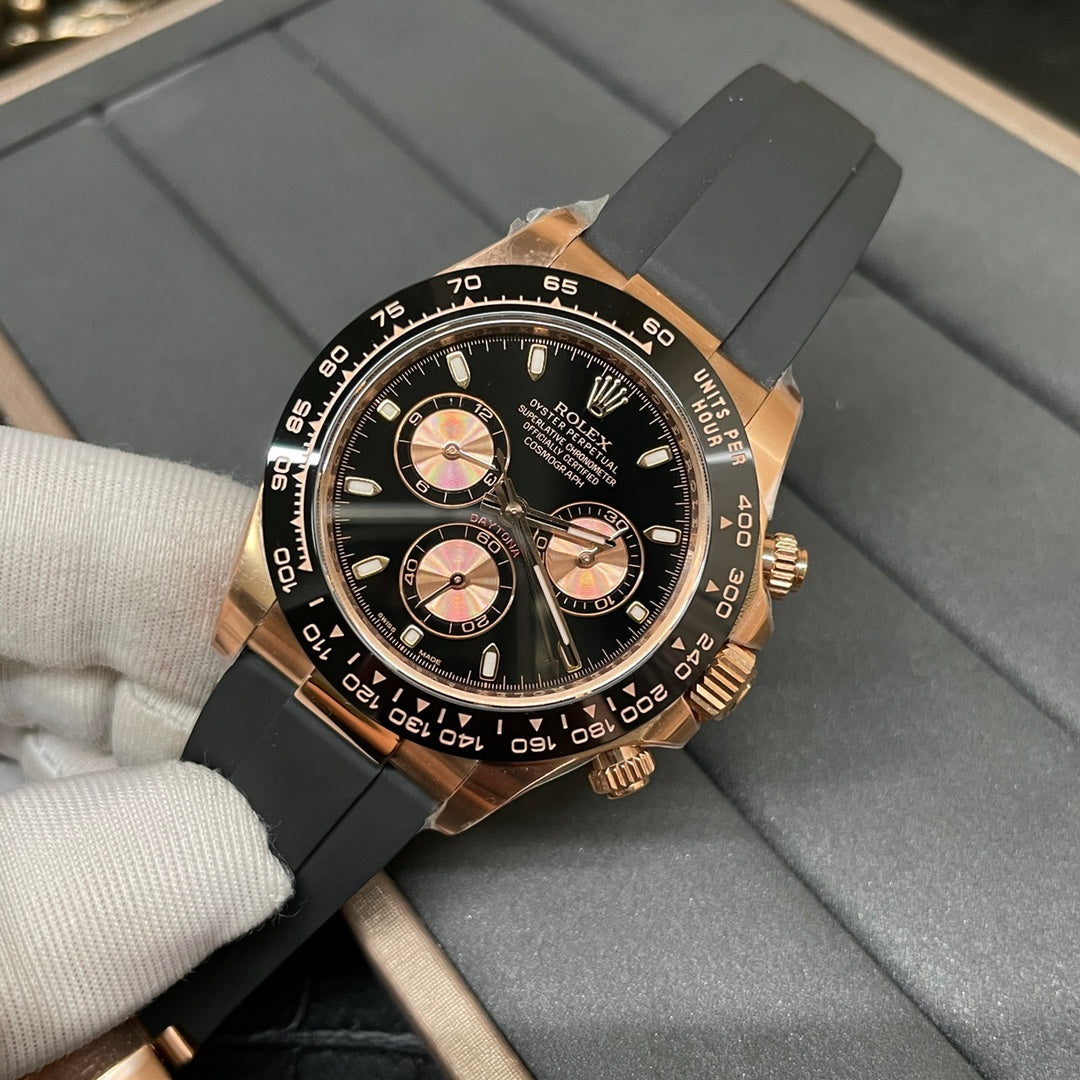 Chronograph -C-Factory -Black Rosegold - Black Rubber- Automatic - 40mm