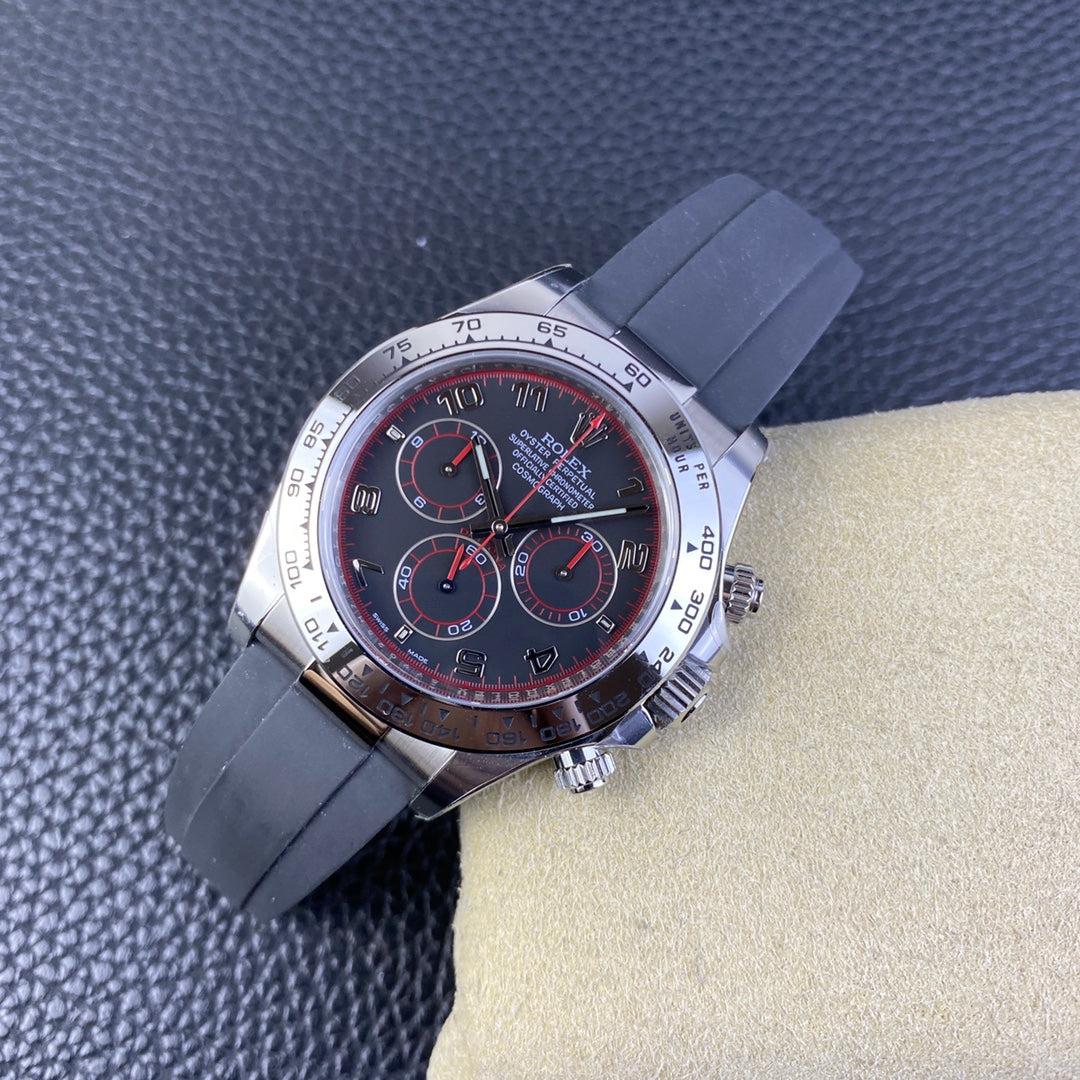 Chronograph -C-Factory -Black Red - Black Rubber- Automatic - 40mm