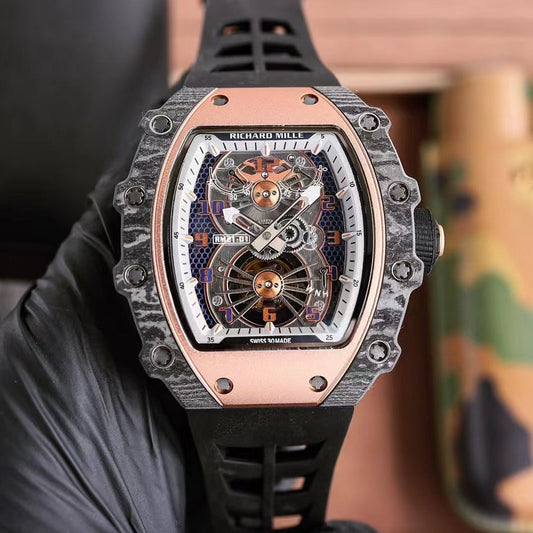 Rosegold Ceramic -Black Rubber - Automatic - 40*51mm