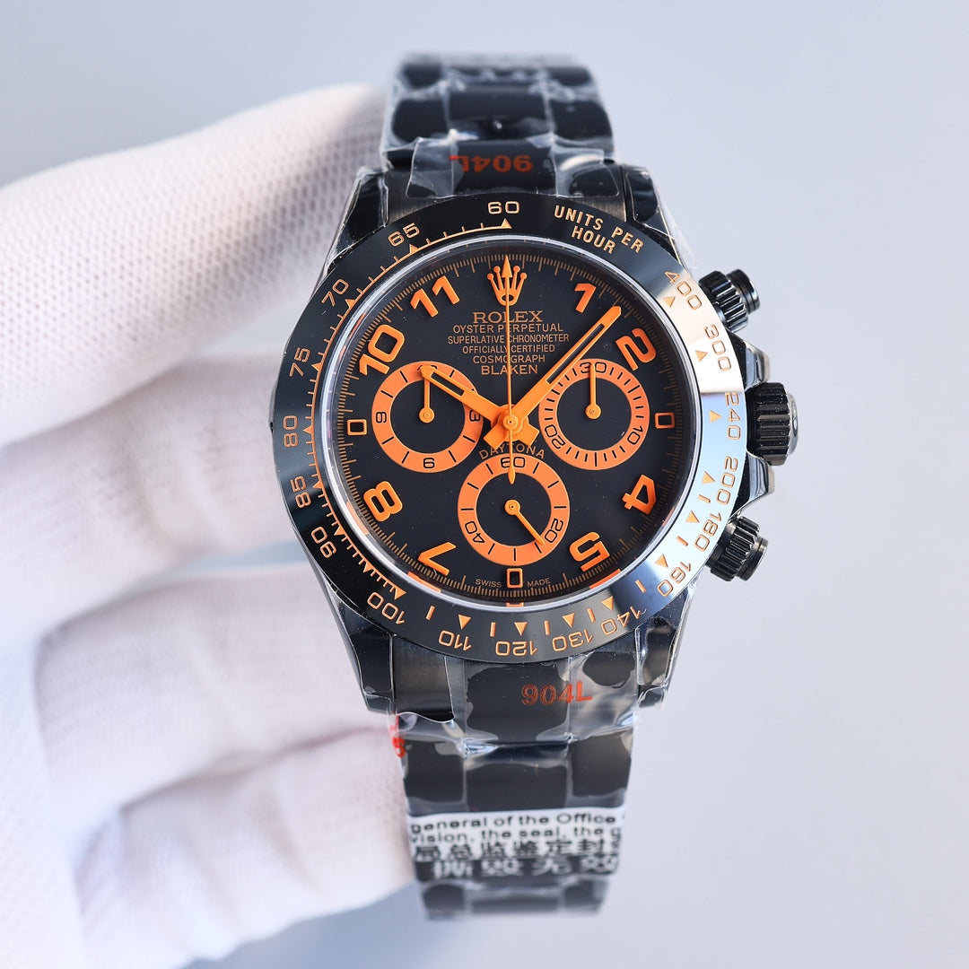 Chronograph -Black Orange - Black 904L Steel- Automatic - 40mm