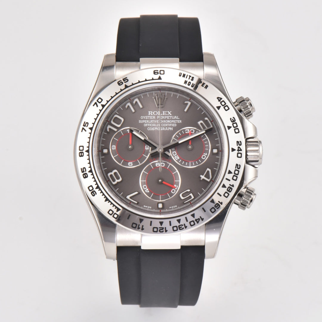 Chronograph -C-Factory -Grey Silver- Black Rubber- Automatic - 40mm