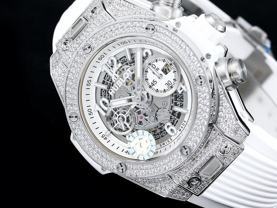 Chronograph - Silver - White Rubber - Automatic - 42mm