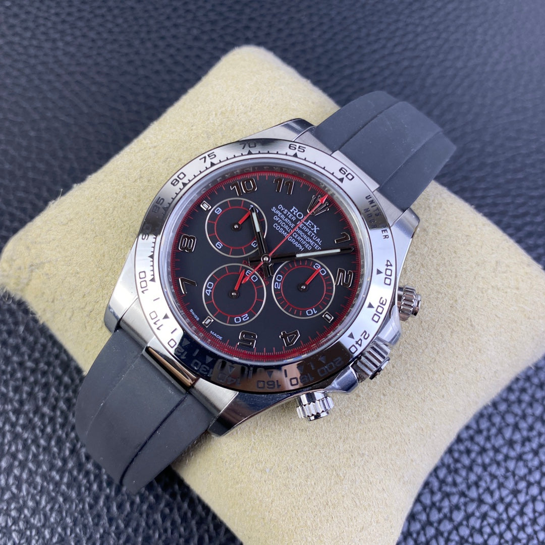 Chronograph -C-Factory -Black Red - Black Rubber- Automatic - 40mm