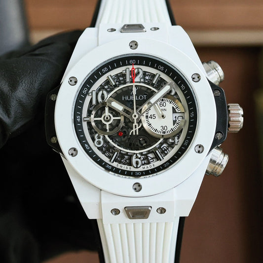 Chronograph -White Carbon Fiber - White Rubber - Quartz - 45mm